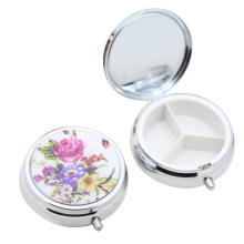 Factory Plastic Round Pillbox, Portable Pill Box for Travel